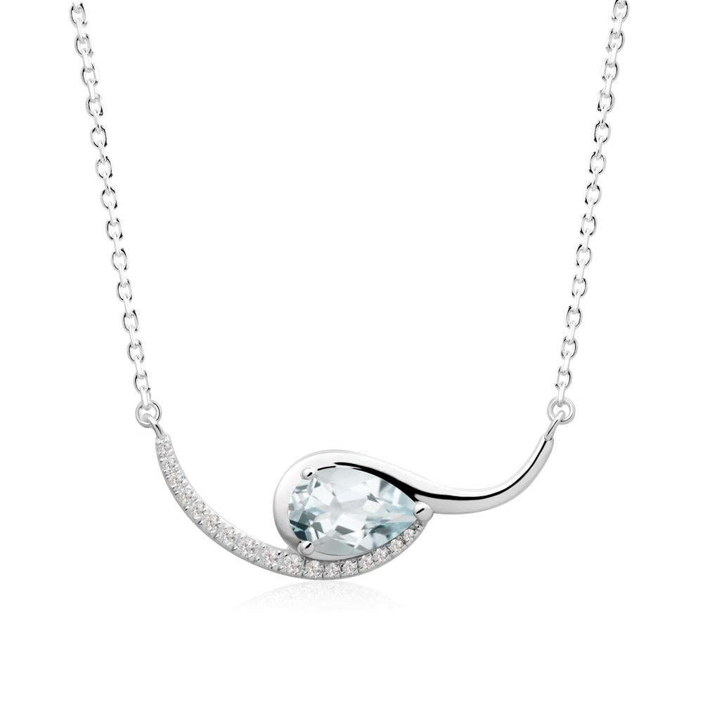 Swirl Pear Shaped Aquamarine Necklace - LUO Jewelry #metal_18k white gold