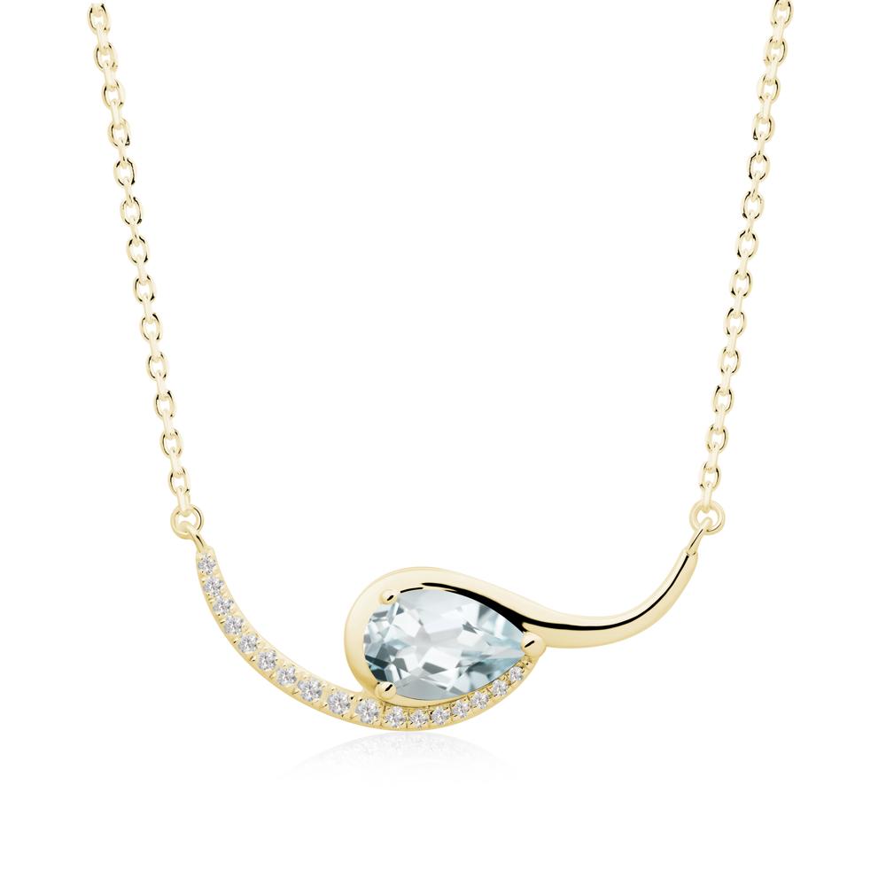 Swirl Pear Shaped Aquamarine Necklace - LUO Jewelry #metal_18k yellow gold