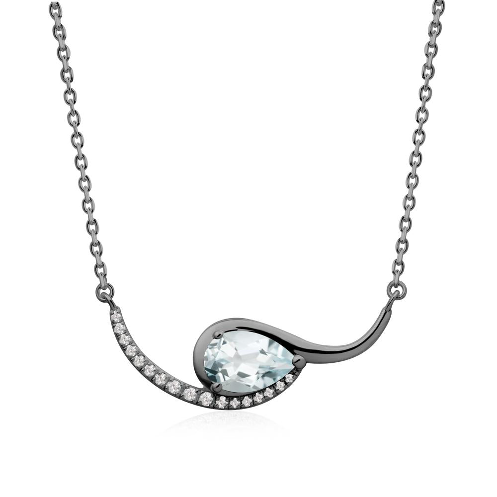 Swirl Pear Shaped Aquamarine Necklace - LUO Jewelry #metal_black finish sterling silver