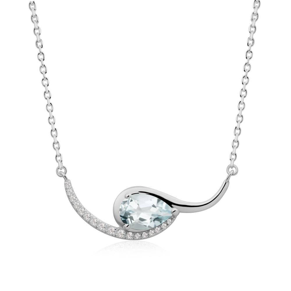 Swirl Pear Shaped Aquamarine Necklace - LUO Jewelry #metal_platinum