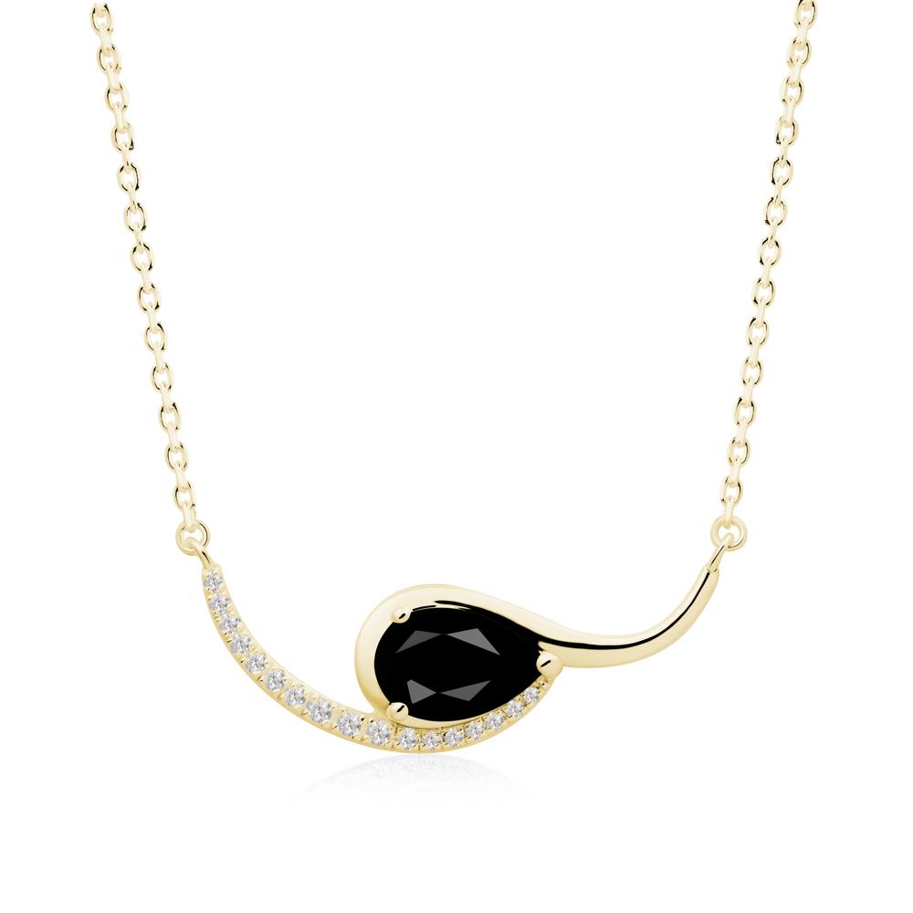 Swirl Pear Shaped Black Spinel Necklace - LUO Jewelry #metal_18k yellow gold