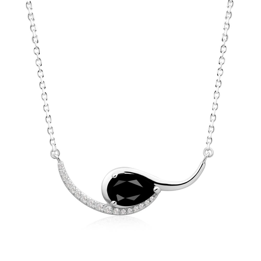 Swirl Pear Shaped Black Spinel Necklace - LUO Jewelry #metal_sterling silver