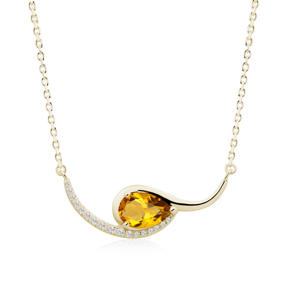 Swirl Pear Shaped Citrine Necklace - LUO Jewelry #metal_14k yellow gold