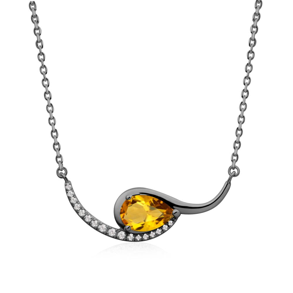 Swirl Pear Shaped Citrine Necklace - LUO Jewelry #metal_black finish sterling silver