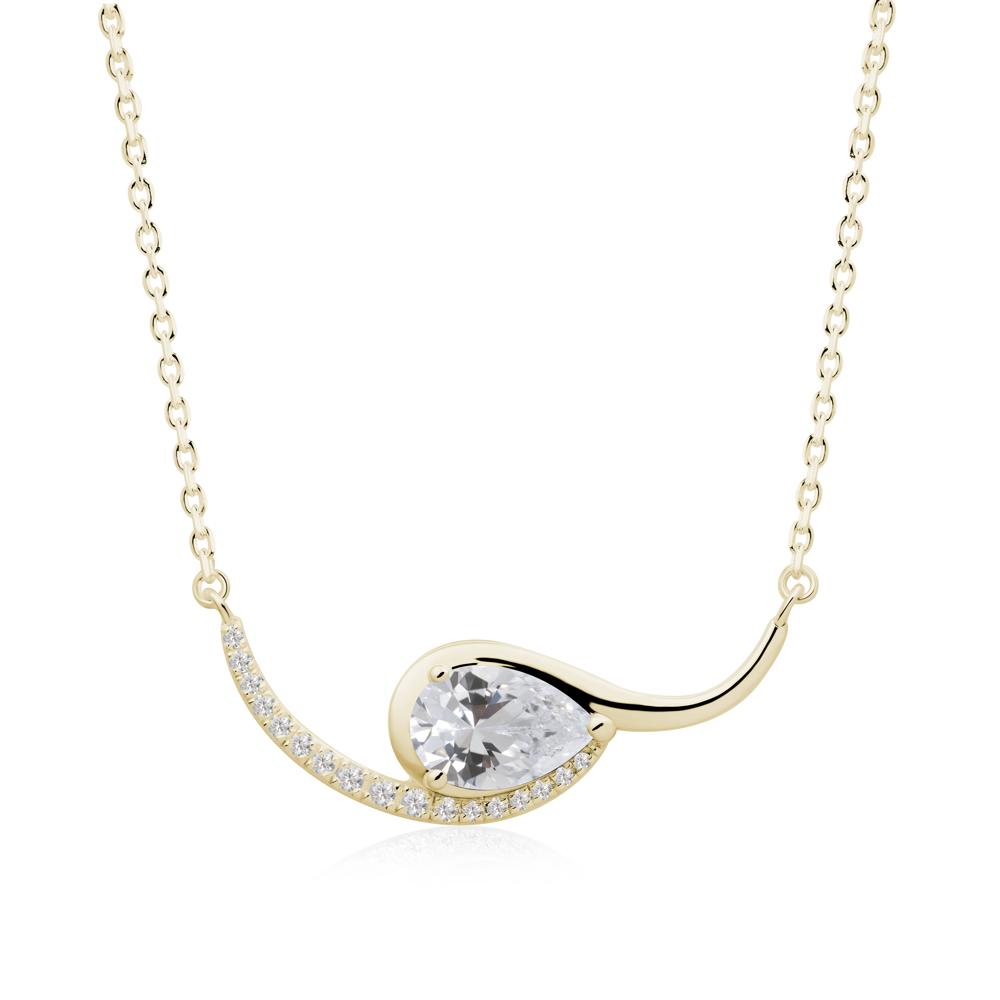Swirl Pear Shaped Cubic Zirconia Necklace - LUO Jewelry #metal_14k yellow gold
