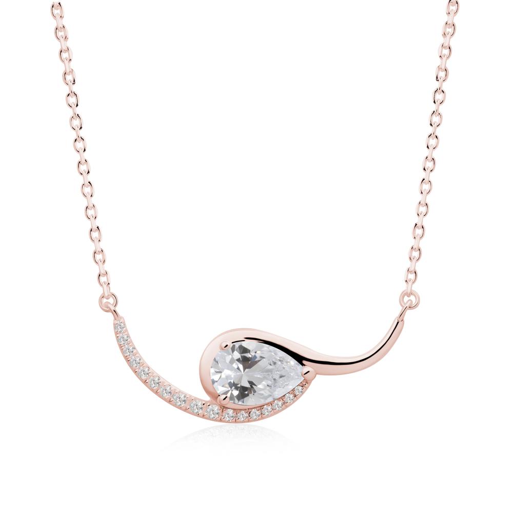 Swirl Pear Shaped Cubic Zirconia Necklace - LUO Jewelry #metal_18k rose gold