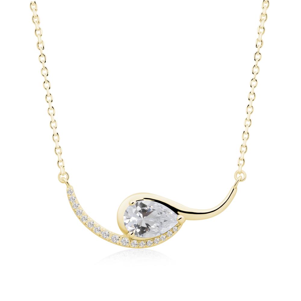 Swirl Pear Shaped Cubic Zirconia Necklace - LUO Jewelry #metal_18k yellow gold