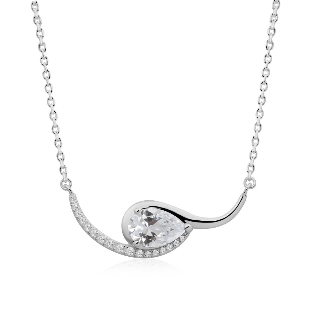 Swirl Pear Shaped Cubic Zirconia Necklace - LUO Jewelry #metal_platinum