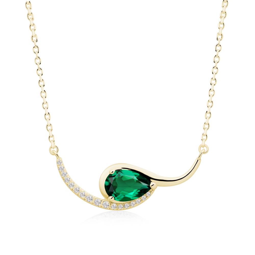 Swirl Pear Shaped Emerald Necklace - LUO Jewelry #metal_18k yellow gold
