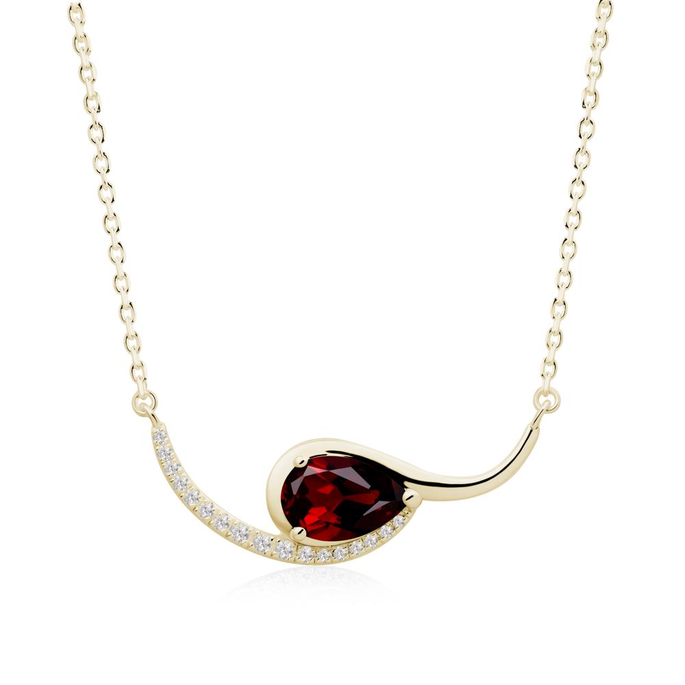 Swirl Pear Shaped Garnet Necklace - LUO Jewelry #metal_14k yellow gold