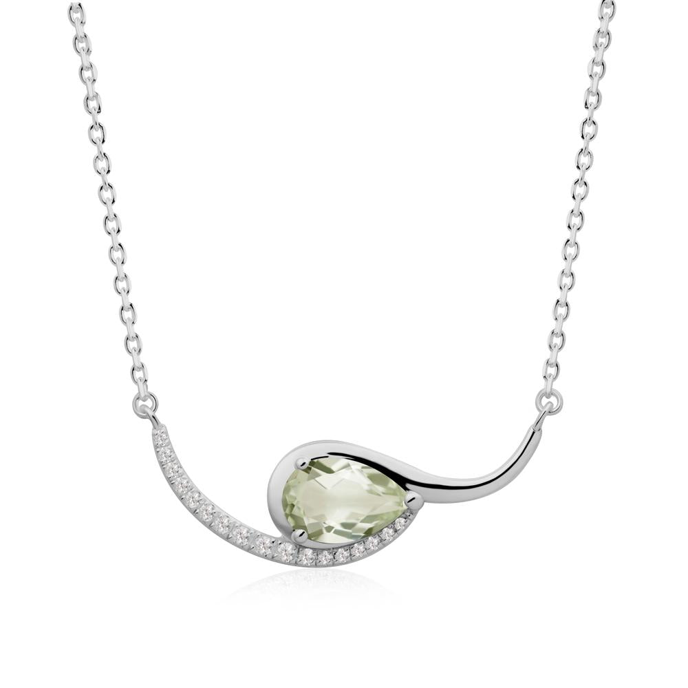 Swirl Pear Shaped Green Amethyst Necklace - LUO Jewelry #metal_platinum
