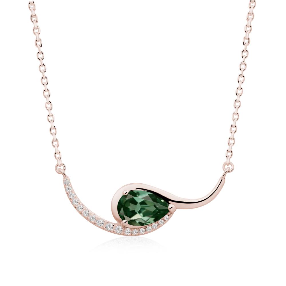 Swirl Pear Shaped Green Sapphire Necklace - LUO Jewelry #metal_14k rose gold