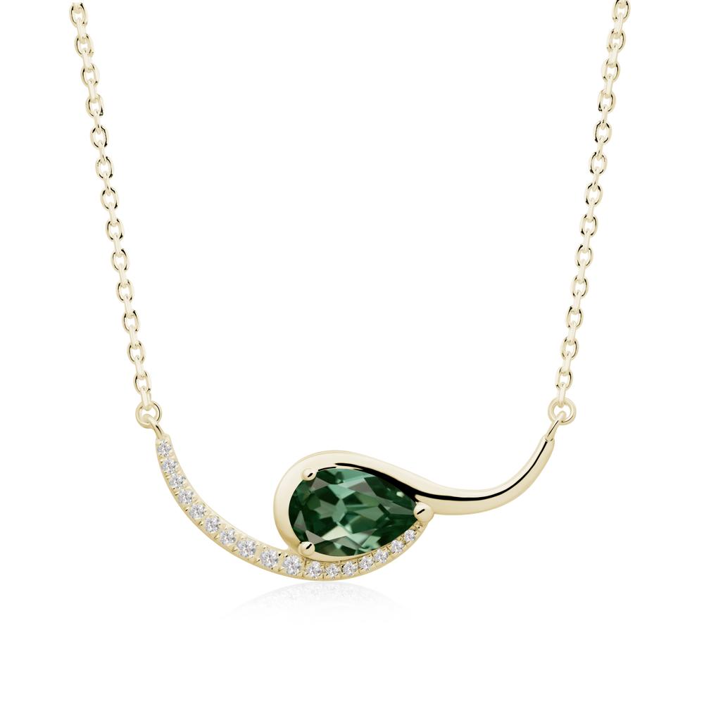 Swirl Pear Shaped Green Sapphire Necklace - LUO Jewelry #metal_14k yellow gold
