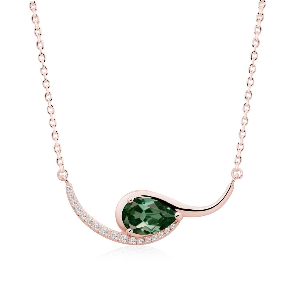 Swirl Pear Shaped Green Sapphire Necklace - LUO Jewelry #metal_18k rose gold