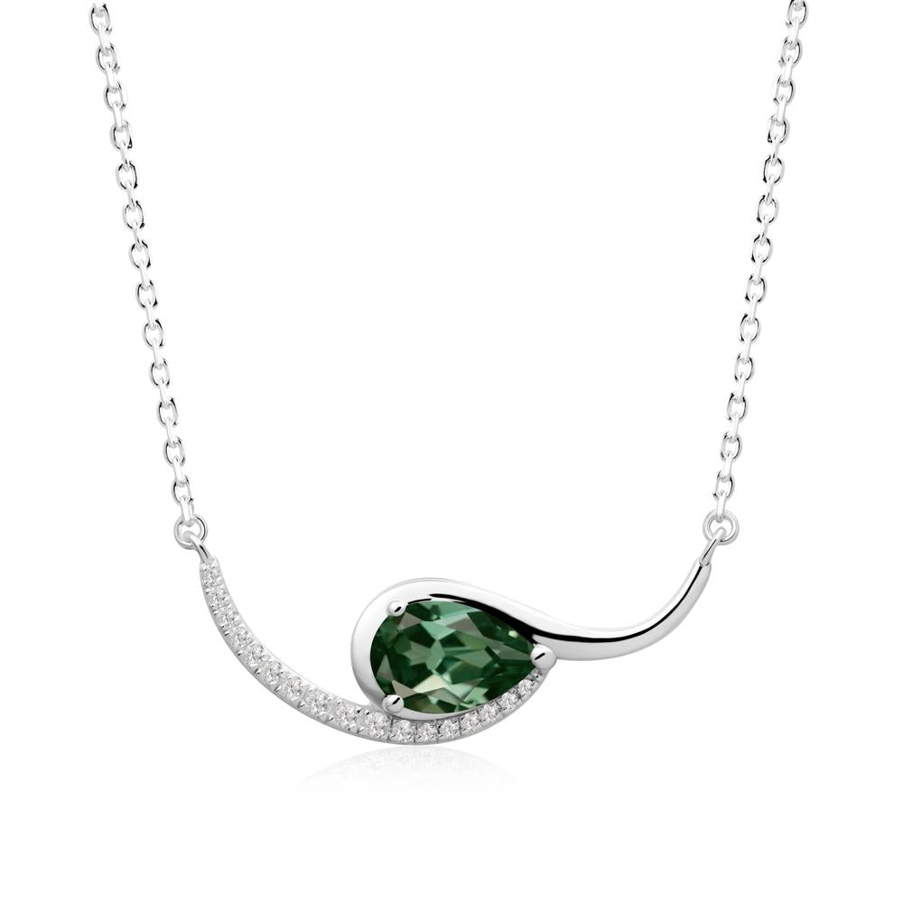 Swirl Pear Shaped Green Sapphire Necklace - LUO Jewelry #metal_18k white gold