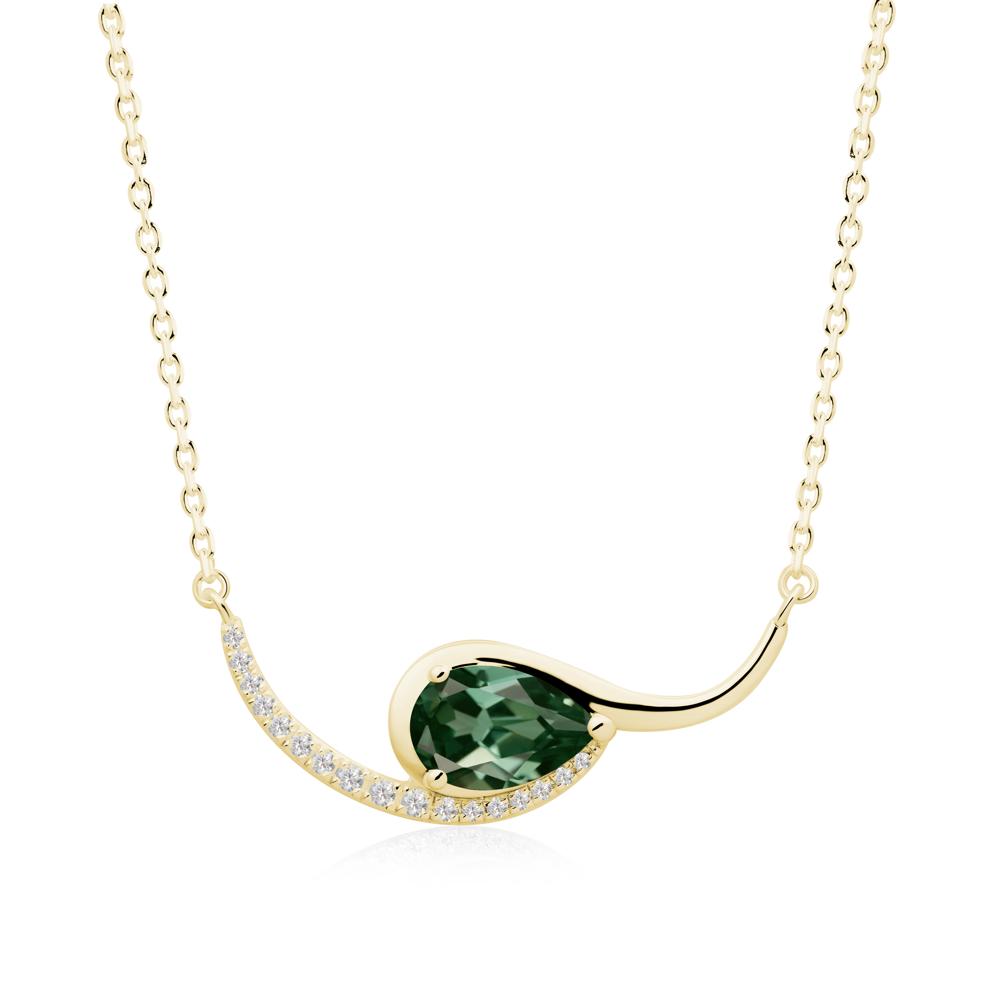 Swirl Pear Shaped Green Sapphire Necklace - LUO Jewelry #metal_18k yellow gold