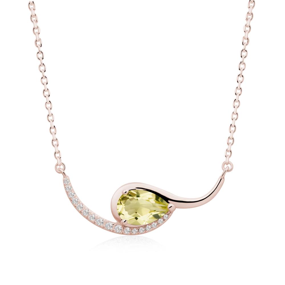 Swirl Pear Shaped Lemon Quartz Necklace - LUO Jewelry #metal_14k rose gold