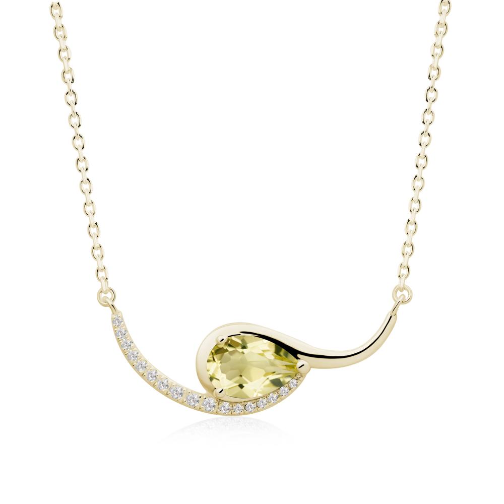 Swirl Pear Shaped Lemon Quartz Necklace - LUO Jewelry #metal_14k yellow gold