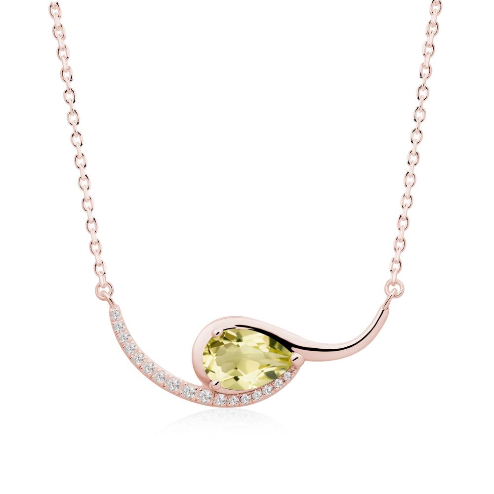 Swirl Pear Shaped Lemon Quartz Necklace - LUO Jewelry #metal_18k rose gold