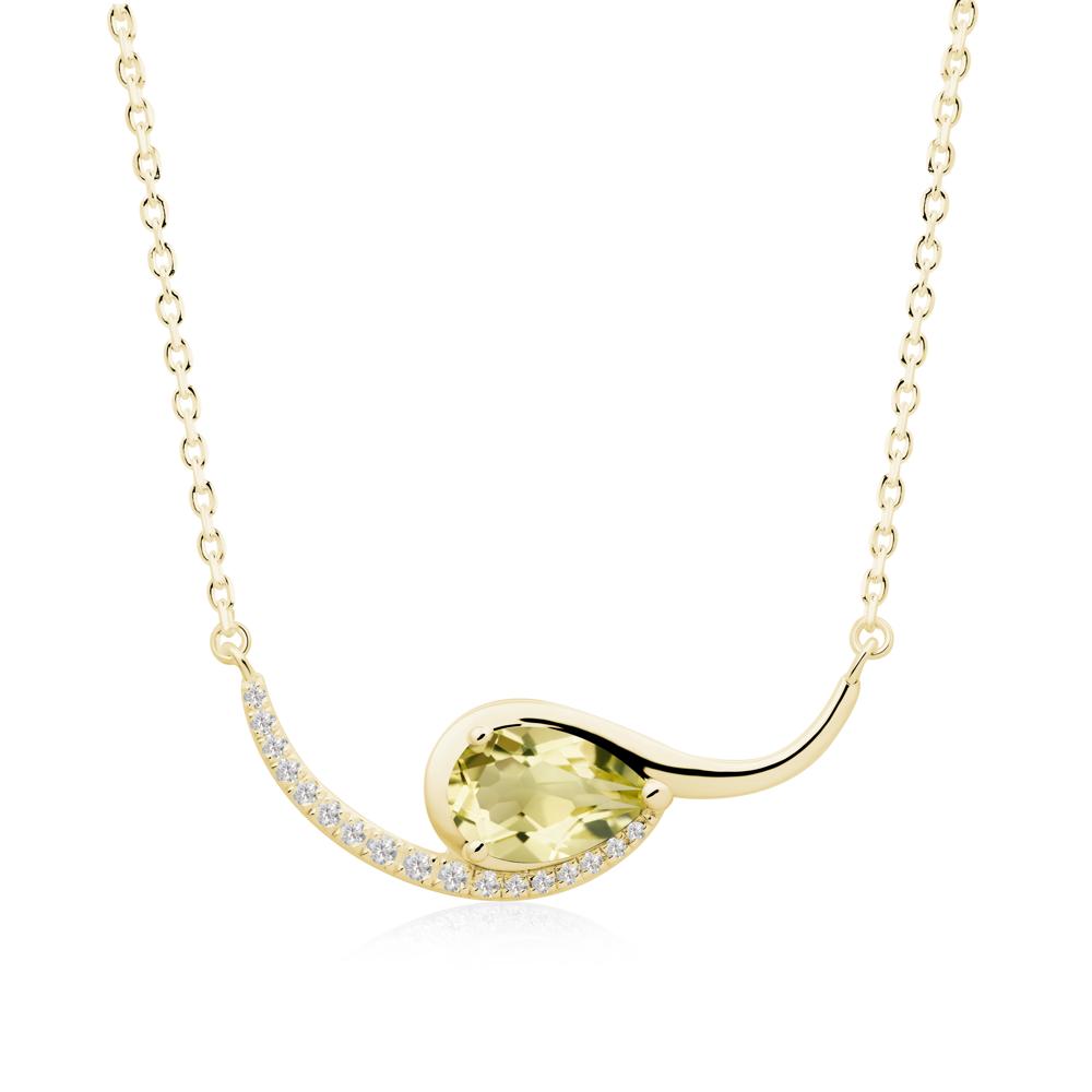 Swirl Pear Shaped Lemon Quartz Necklace - LUO Jewelry #metal_18k yellow gold