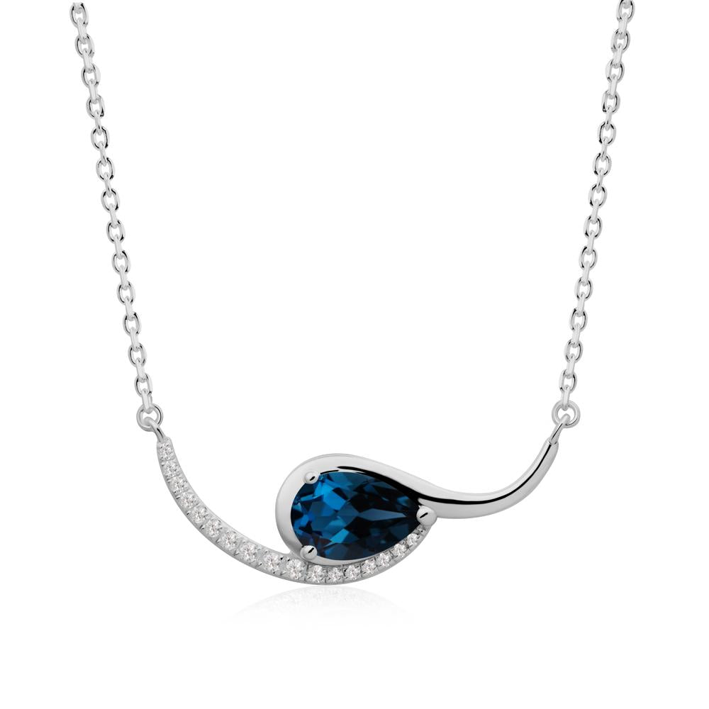 Swirl Pear Shaped London Blue Topaz Necklace - LUO Jewelry #metal_platinum