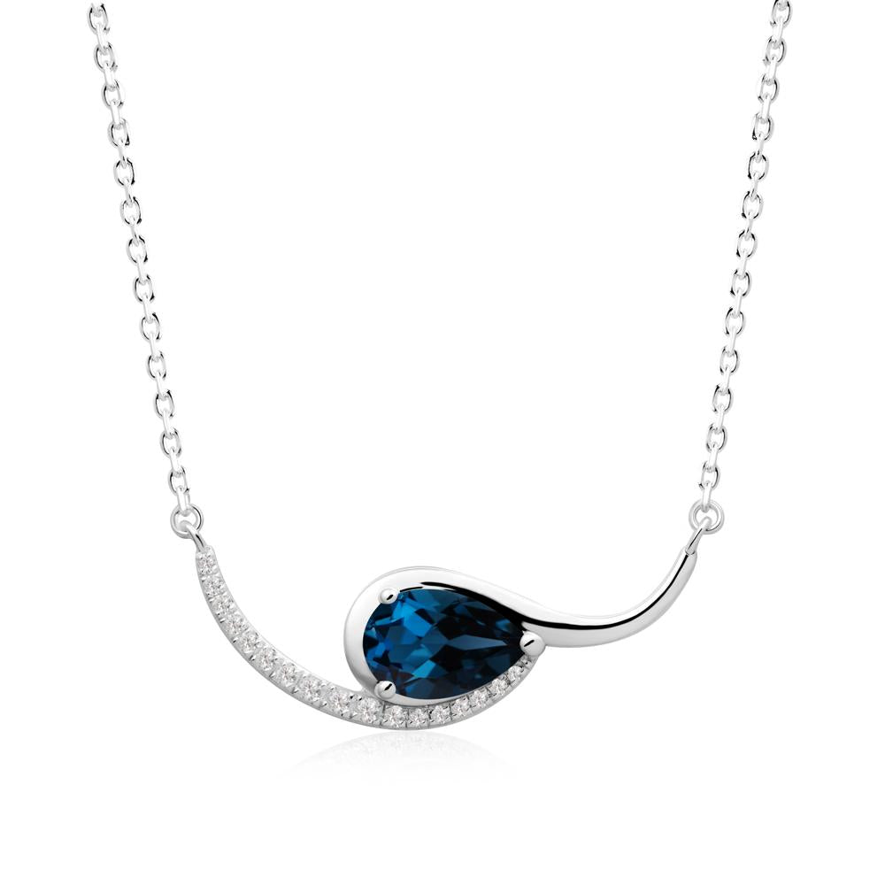 Swirl Pear Shaped London Blue Topaz Necklace - LUO Jewelry #metal_sterling silver