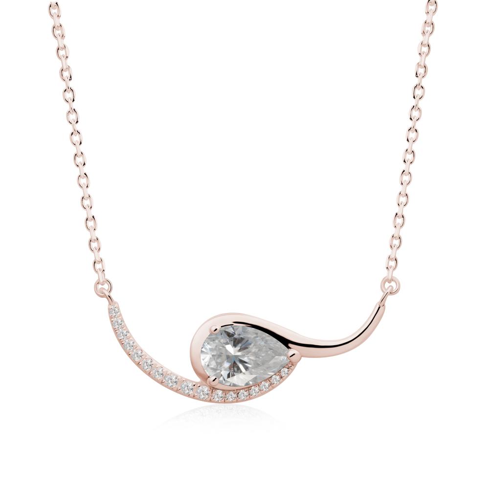 Swirl Pear Shaped Moissanite Necklace - LUO Jewelry #metal_14k rose gold