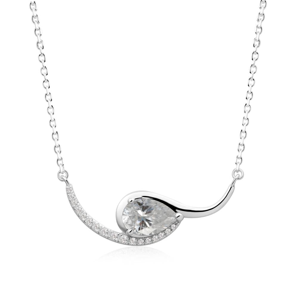 Swirl Pear Shaped Moissanite Necklace - LUO Jewelry #metal_14k white gold