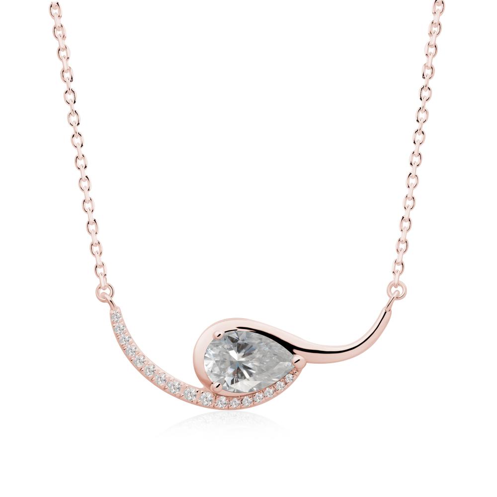 Swirl Pear Shaped Moissanite Necklace - LUO Jewelry #metal_18k rose gold