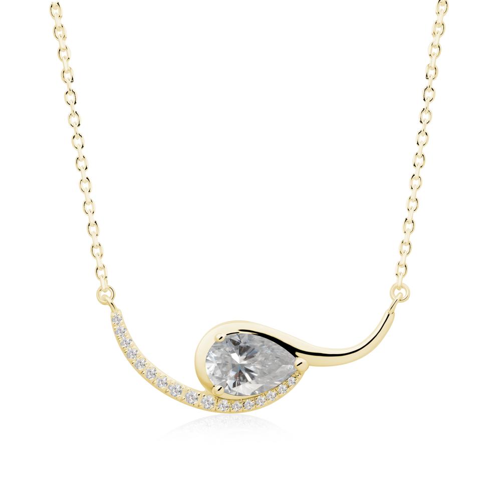 Swirl Pear Shaped Moissanite Necklace - LUO Jewelry #metal_18k yellow gold