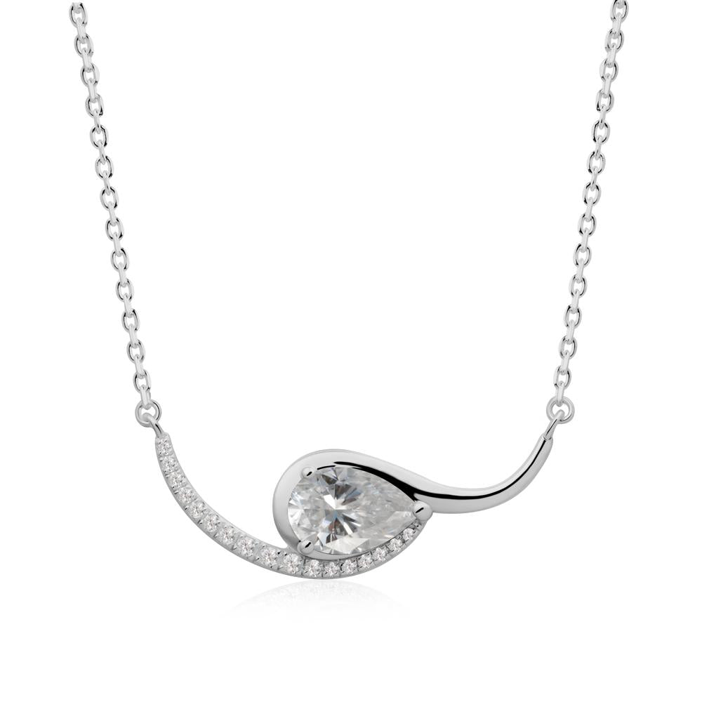 Swirl Pear Shaped Moissanite Necklace - LUO Jewelry #metal_platinum