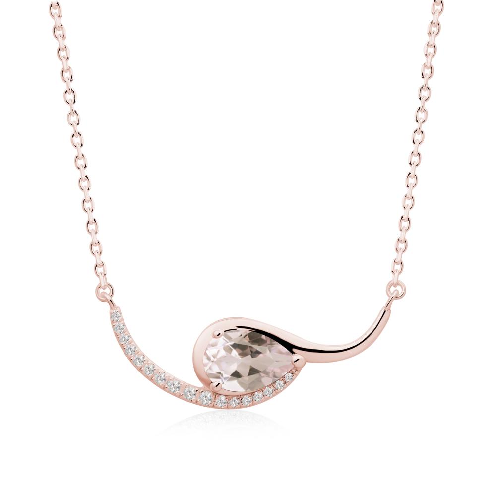 Swirl Pear Shaped Morganite Necklace - LUO Jewelry #metal_18k rose gold