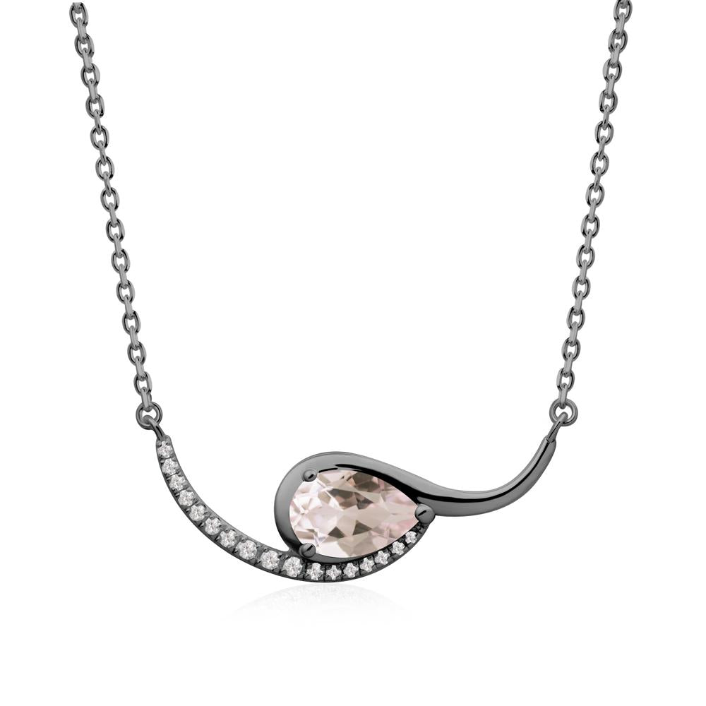 Swirl Pear Shaped Morganite Necklace - LUO Jewelry #metal_black finish sterling silver