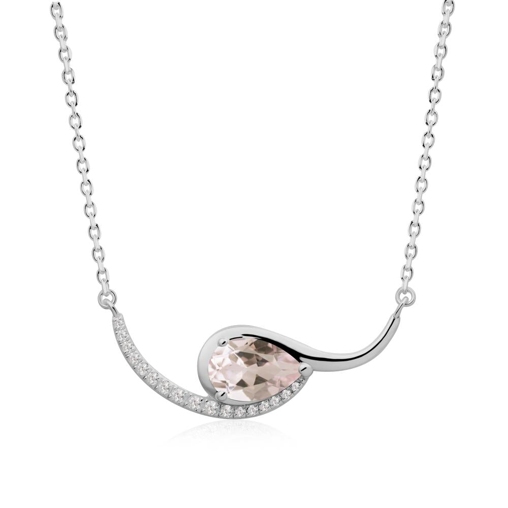 Swirl Pear Shaped Morganite Necklace - LUO Jewelry #metal_platinum
