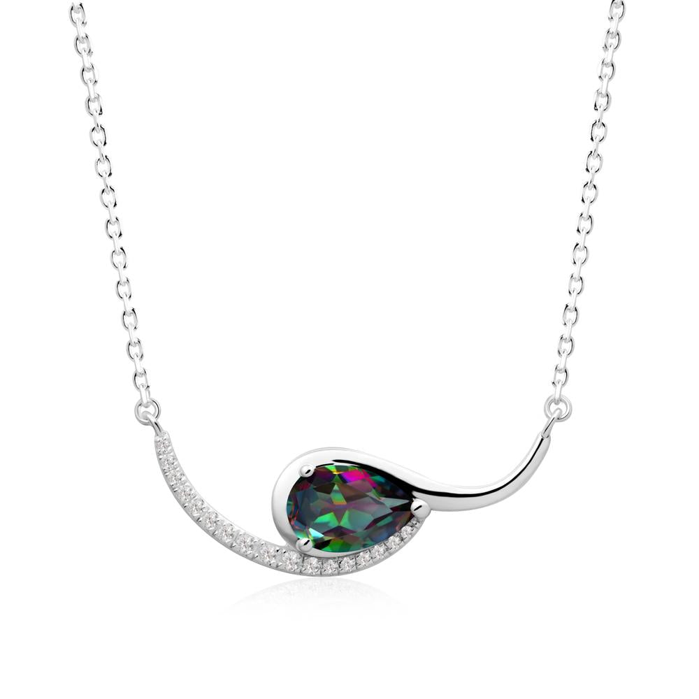 Swirl Pear Shaped Mystic Topaz Necklace - LUO Jewelry #metal_18k white gold