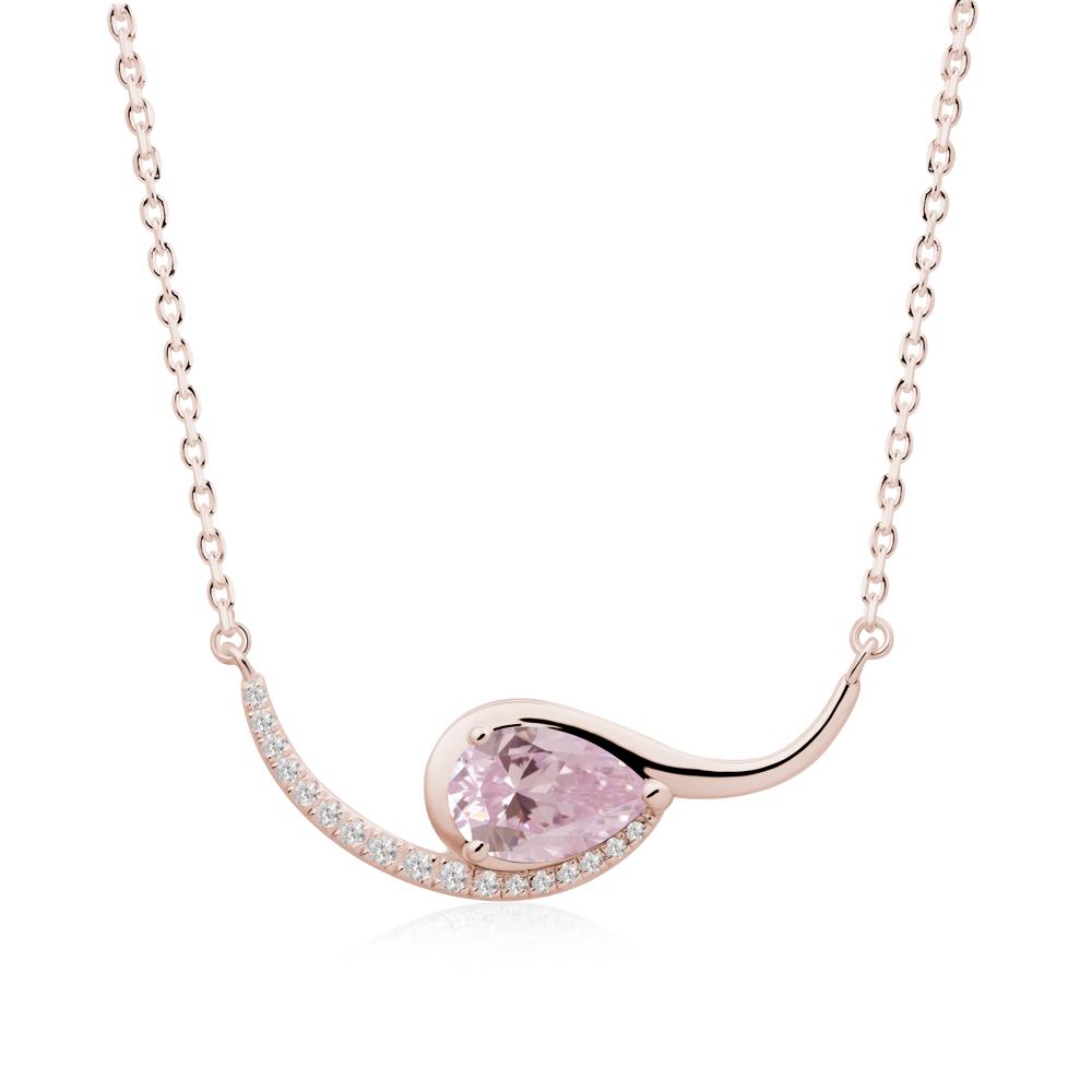 Swirl Pear Shaped Pink Cubic Zirconia Necklace - LUO Jewelry #metal_14k rose gold