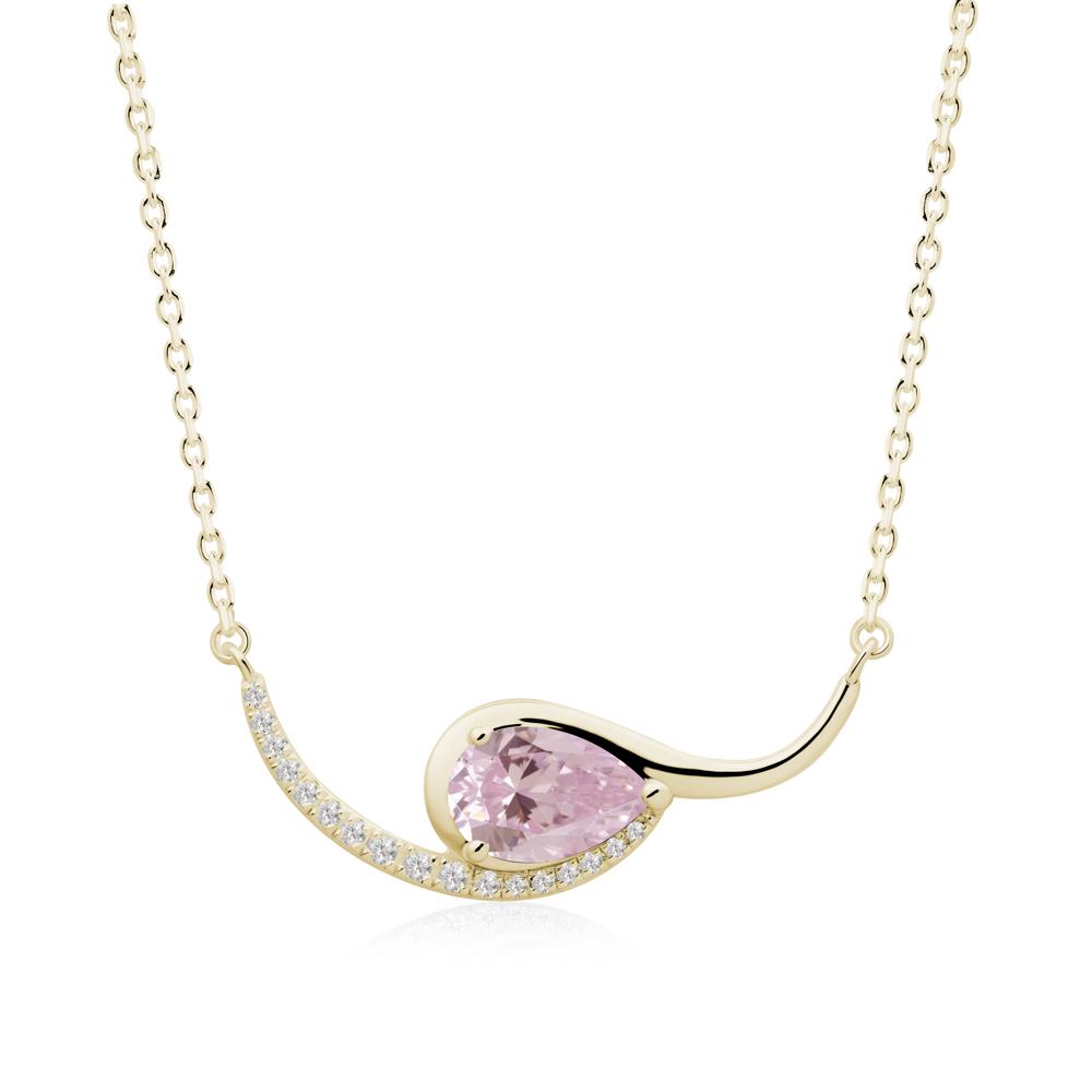 Swirl Pear Shaped Pink Cubic Zirconia Necklace - LUO Jewelry #metal_14k yellow gold