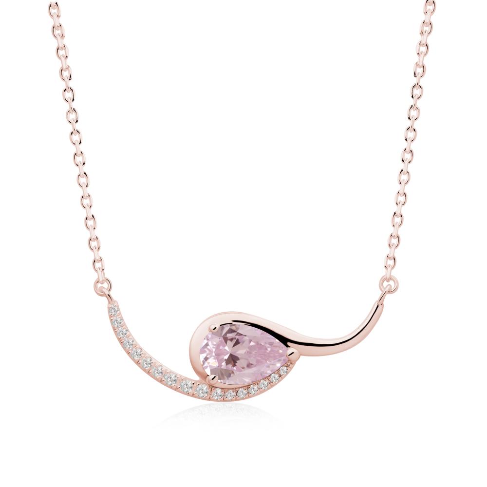 Swirl Pear Shaped Pink Cubic Zirconia Necklace - LUO Jewelry #metal_18k rose gold