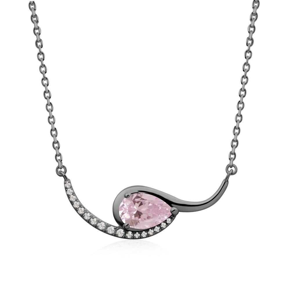 Swirl Pear Shaped Pink Cubic Zirconia Necklace - LUO Jewelry #metal_black finish sterling silver