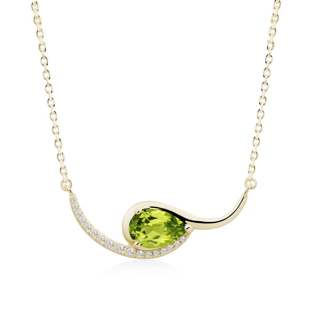 Swirl Pear Shaped Peridot Necklace - LUO Jewelry #metal_14k yellow gold