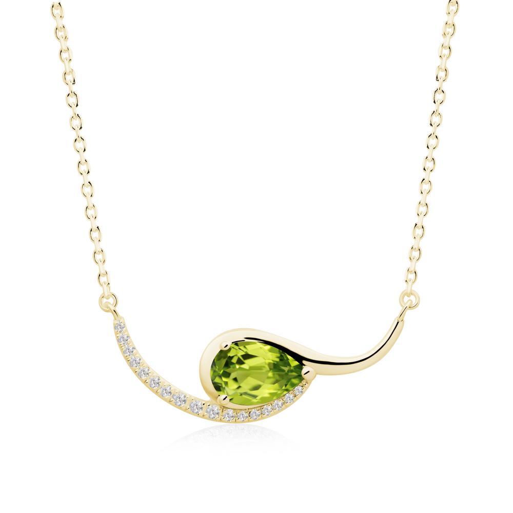 Swirl Pear Shaped Peridot Necklace - LUO Jewelry #metal_18k yellow gold