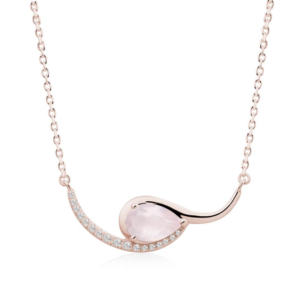 Swirl Pear Shaped Rose Quartz Necklace - LUO Jewelry #metal_14k rose gold