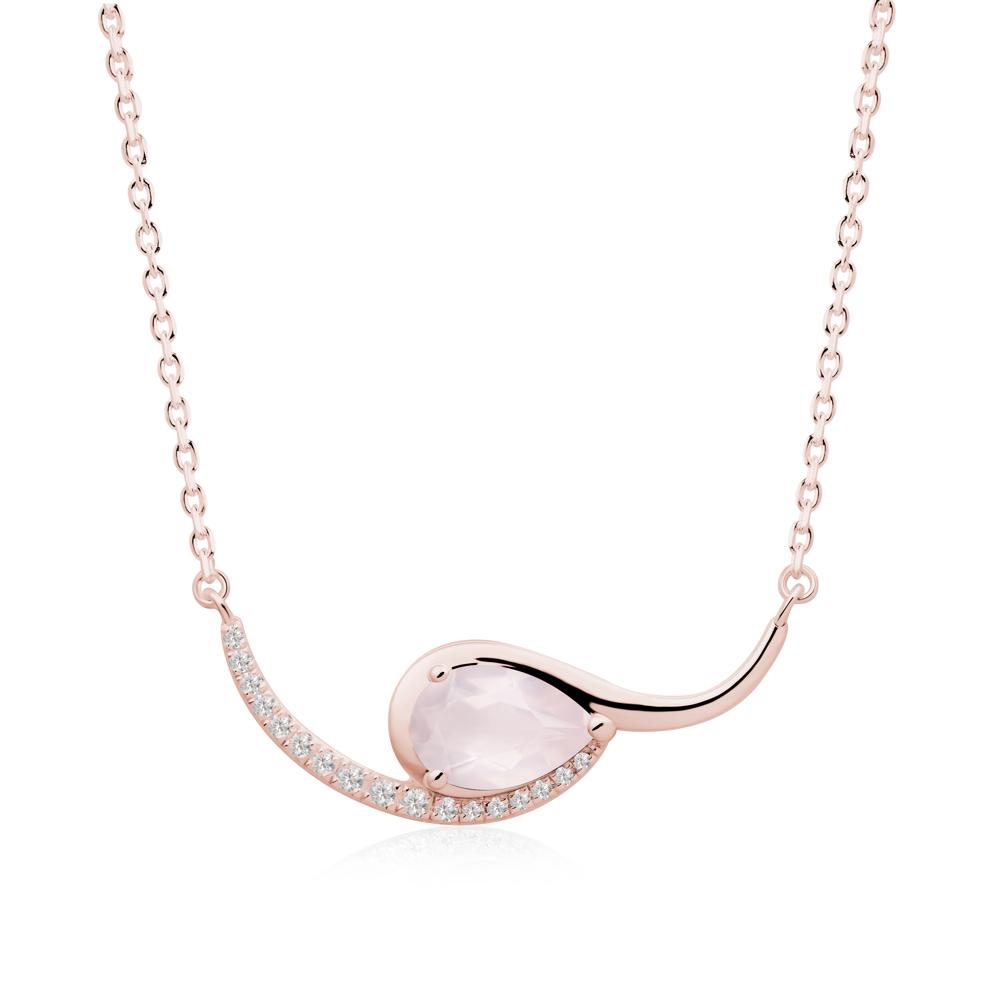 Swirl Pear Shaped Rose Quartz Necklace - LUO Jewelry #metal_18k rose gold