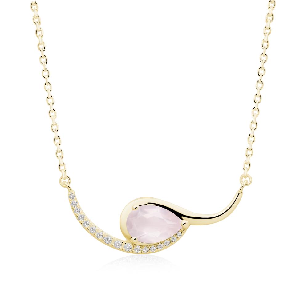 Swirl Pear Shaped Rose Quartz Necklace - LUO Jewelry #metal_18k yellow gold