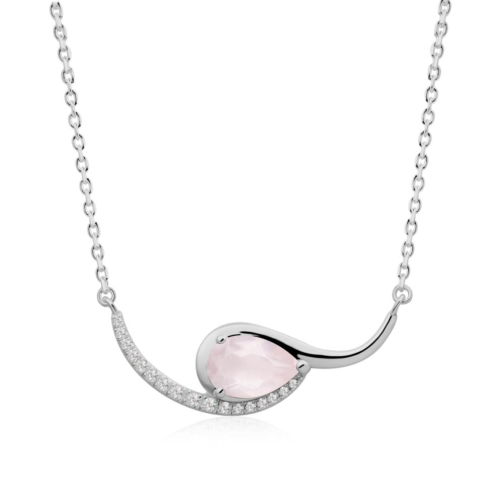 Swirl Pear Shaped Rose Quartz Necklace - LUO Jewelry #metal_platinum