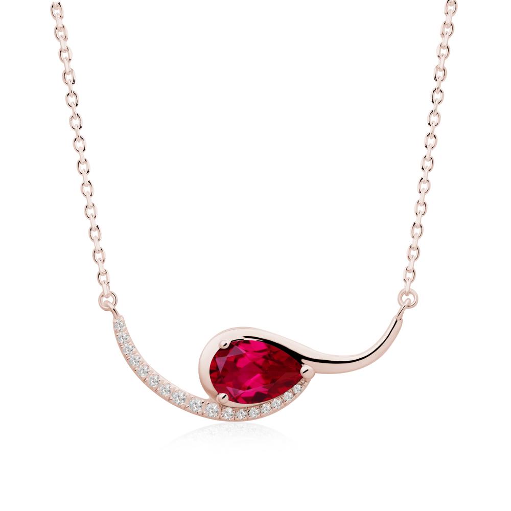 Swirl Pear Shaped Ruby Necklace - LUO Jewelry #metal_14k rose gold