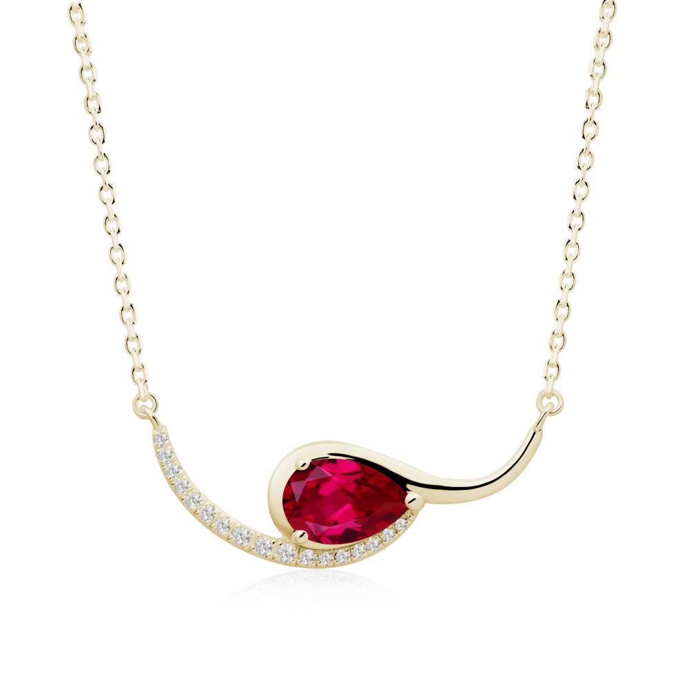 Swirl Pear Shaped Ruby Necklace - LUO Jewelry #metal_14k yellow gold