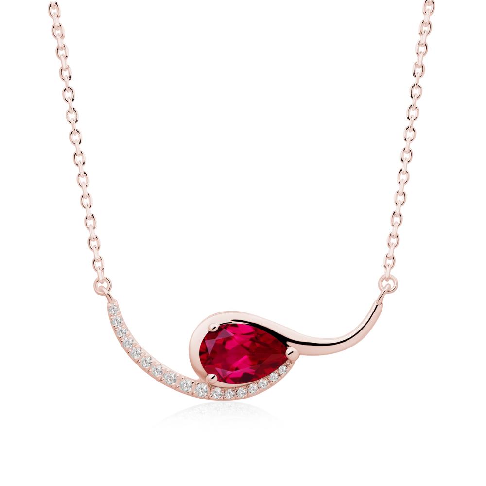 Swirl Pear Shaped Ruby Necklace - LUO Jewelry #metal_18k rose gold