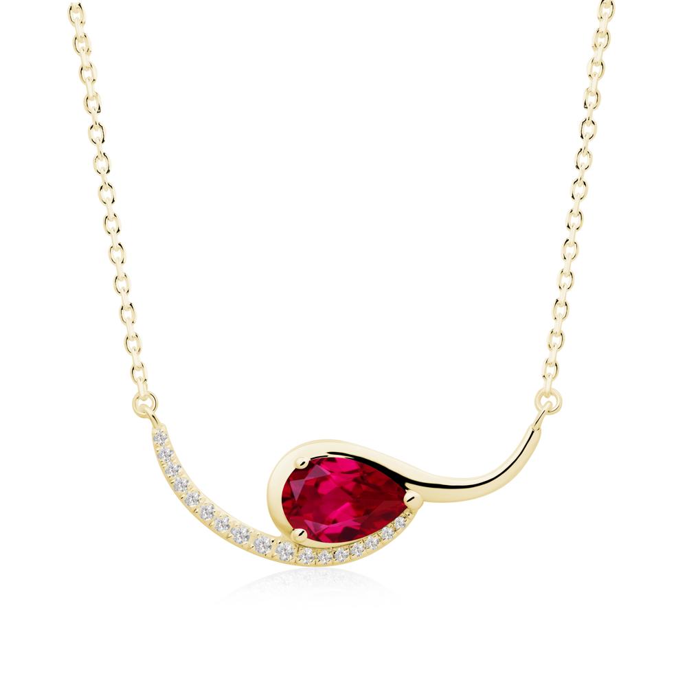 Swirl Pear Shaped Ruby Necklace - LUO Jewelry #metal_18k yellow gold