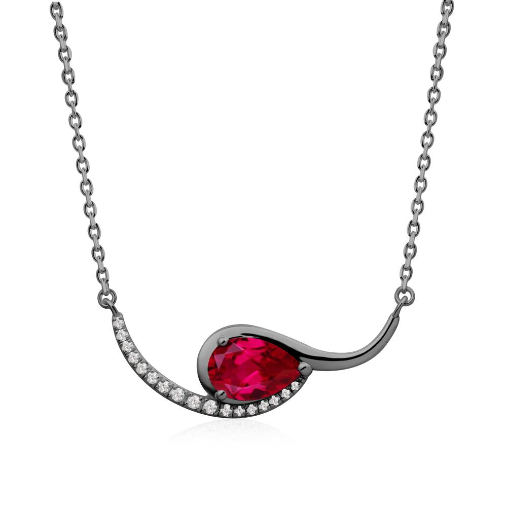 Swirl Pear Shaped Ruby Necklace - LUO Jewelry #metal_black finish sterling silver